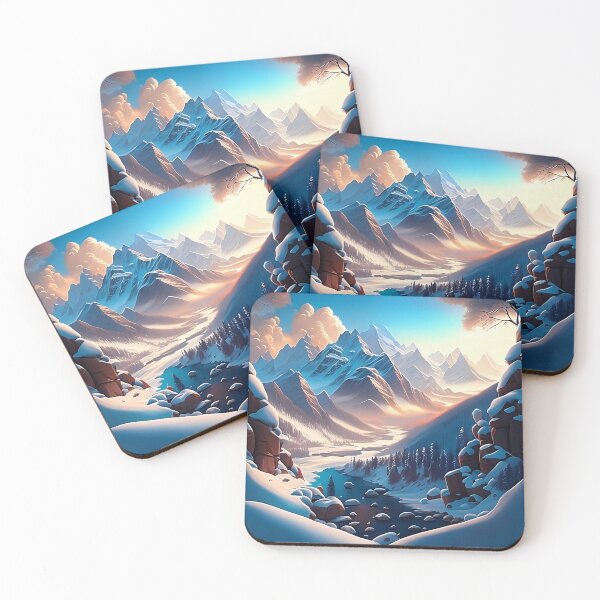Item preview, A MAJESTIC MOUNTAIN RANGE WITH SNOW-CAPPEDPEAKS AND A WINDING RIVER BELOW designed and sold by Lannanun.