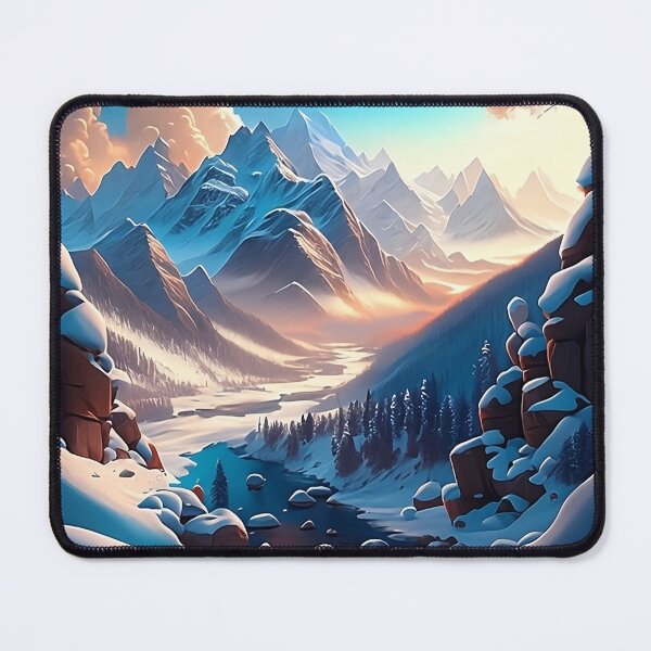 Item preview, A MAJESTIC MOUNTAIN RANGE WITH SNOW-CAPPEDPEAKS AND A WINDING RIVER BELOW designed and sold by Lannanun.