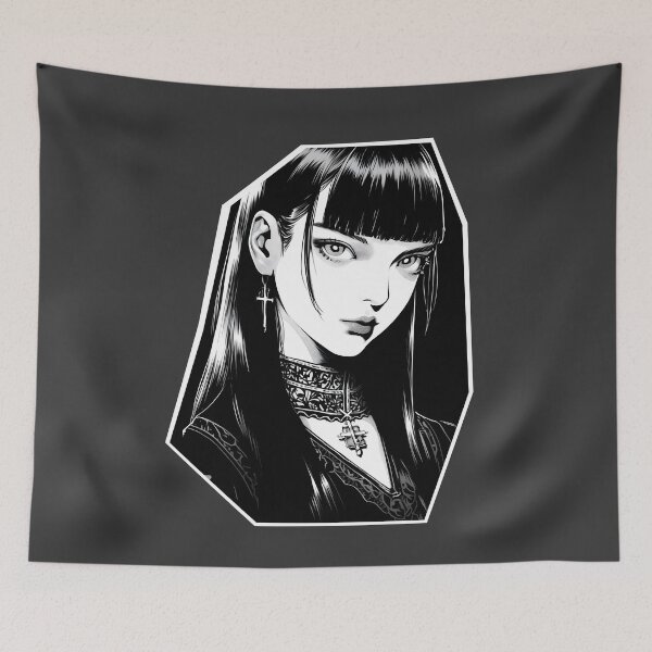 Artikelvorschau, Coole Mädchenporträt-Illustration im Gothic-Stil entworfen und verkauft von MoMoMiLab.