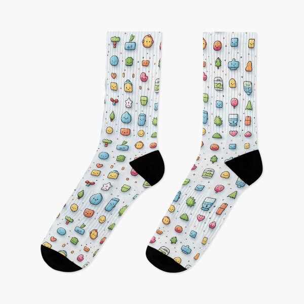 Item preview, Cute Characters Pattern - Happy Pixels Socks designed and sold by IntristedAI.