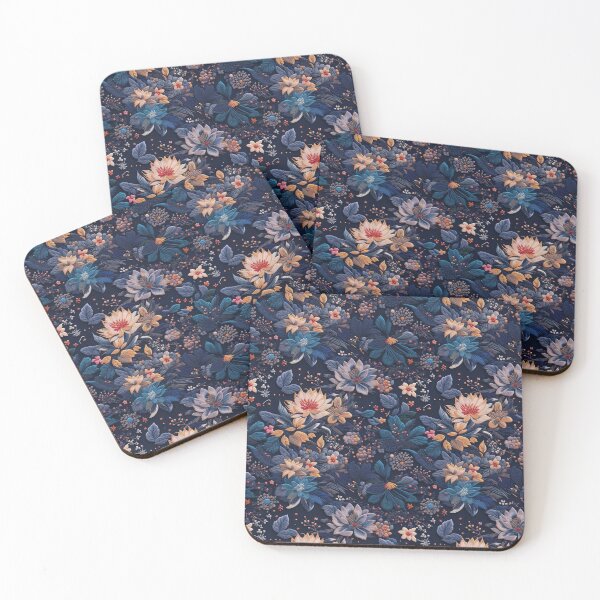 Item preview, The art of embroidery and embossed floral patterns in dark colors is beautiful and unusual. designed and sold by Natcharee.