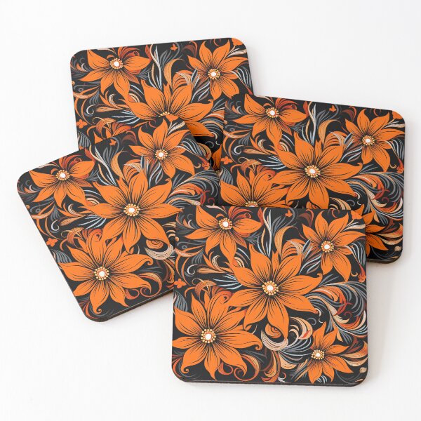 Item preview, Orange flowers on black background designed and sold by FlyingRaven1.