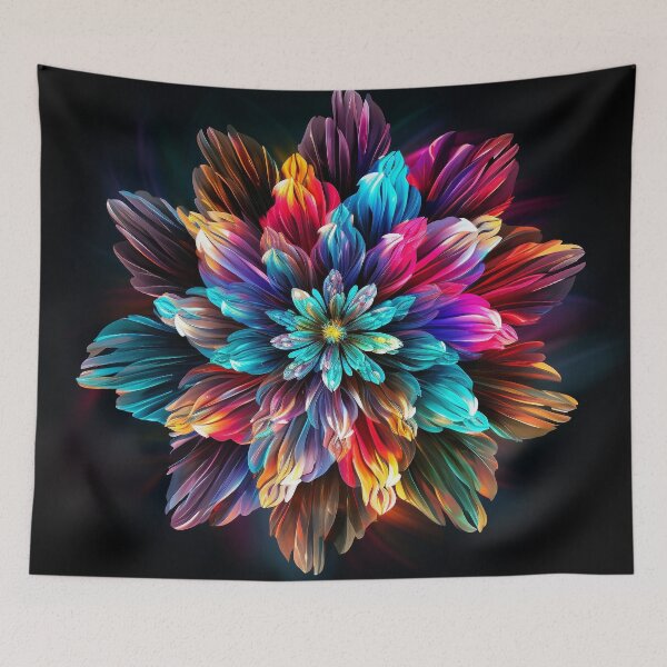 Item preview, Colorful flower on black background designed and sold by FlyingRaven1.