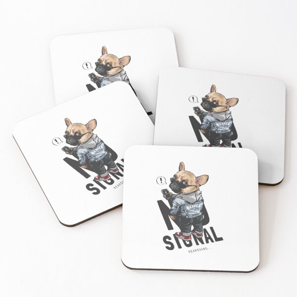 Item preview, no signal, dog holding phone, dog wear sunglasses holding phone designed and sold by GreyStanzione1.