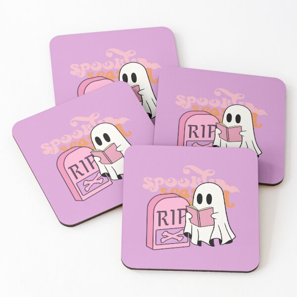 Item preview, Pink pastel cute ghost boo reading book. RIP. Reading In Peace. designed and sold by VieBelieve.