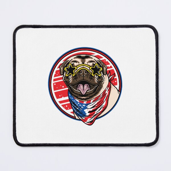 Item preview, cute dog wearing star glasses, dog with glasses and us neck tower, Pug dog with us flag designed and sold by GreyStanzione1.