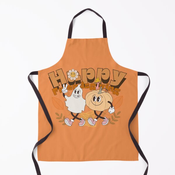 Item preview, Retro Autumn Happy Friendsgiving Walking Ghost with Pumpkin buddies designed and sold by VieBelieve.