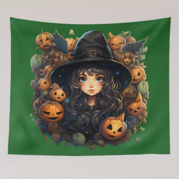 Item preview, Cute Witch with Catlike Pumpkins designed and sold by venomNL.