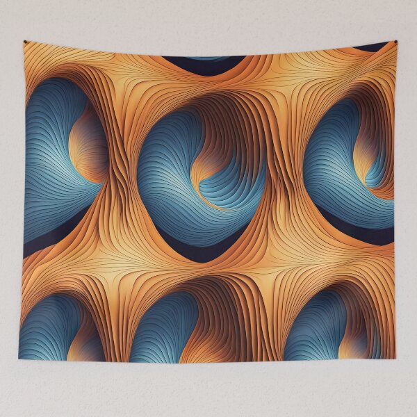 Item preview, Blue & Yellow Abstract Curves Pattern. designed and sold by ARichArts.