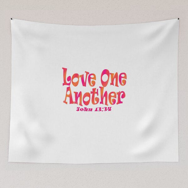 Item preview, Love One Another (John 13:34) Retro Psychedelic Christian Bible Quote designed and sold by TheCatholicLady.