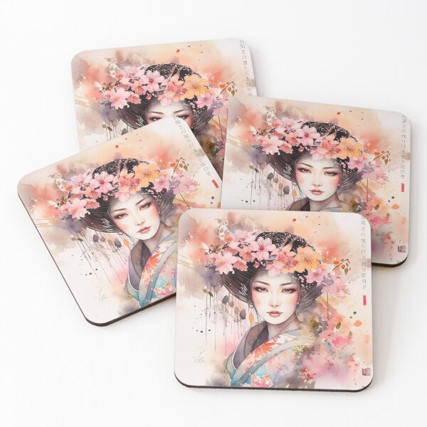 Artikelvorschau, Japanisch, Maiko, Haiku, Geisha, Porträt, Aquarell, Malerei, Geiko, Japan, Nihonga, Sumi-e, entworfen und verkauft von KsaveraArt.