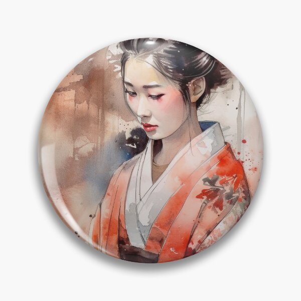 Artikelvorschau, Japanisch, Maiko, Haiku, Geisha, Porträt, Aquarell, Malerei, Geiko, Japan, Nihonga, Sumi-e, Kimono, Sakura, Blumen, Kirschblüte entworfen und verkauft von KsaveraArt.