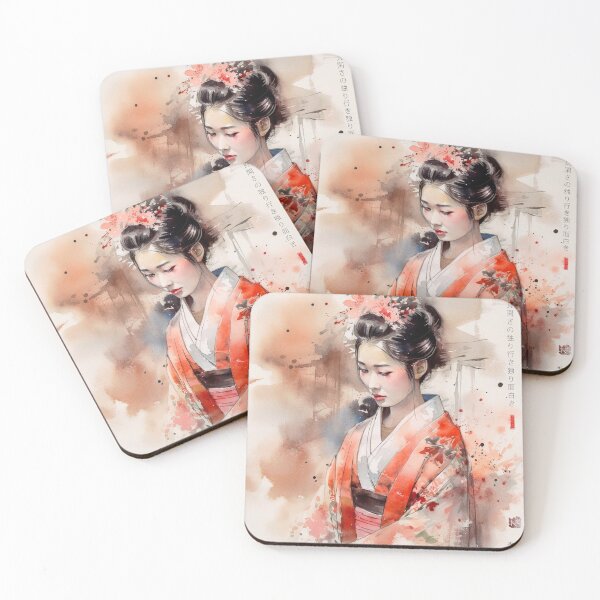 Artikelvorschau, Japanisch, Maiko, Haiku, Geisha, Porträt, Aquarell, Malerei, Geiko, Japan, Nihonga, Sumi-e, Kimono, Sakura, Blumen, Kirschblüte entworfen und verkauft von KsaveraArt.