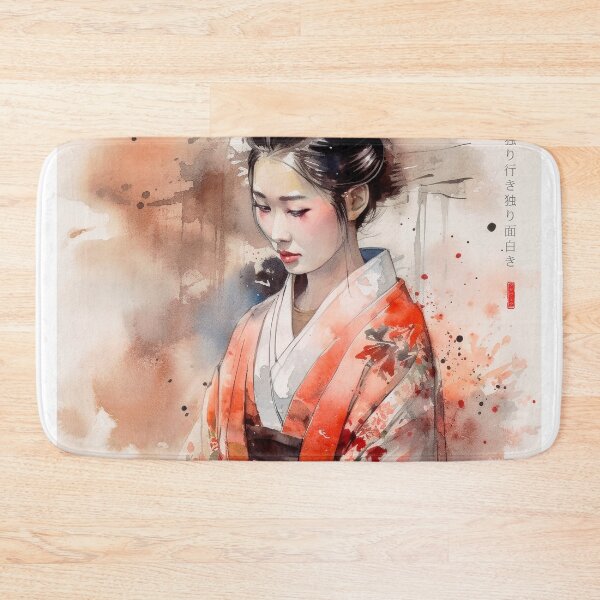 Item preview, Japanese, maiko, haiku, geisha, portrait, watercolor, painting, geiko, japan, nihonga, sumi-e, kimono, sakura, floral, cherry blossom designed and sold by KsaveraArt.