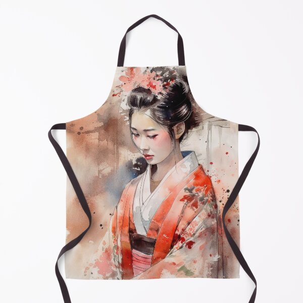 Item preview, Japanese, maiko, haiku, geisha, portrait, watercolor, painting, geiko, japan, nihonga, sumi-e, kimono, sakura, floral, cherry blossom designed and sold by KsaveraArt.