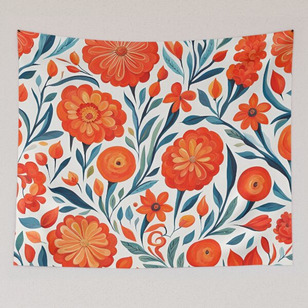 Item preview, Gouache Orange Flowers Pattern. designed and sold by ARichArts.