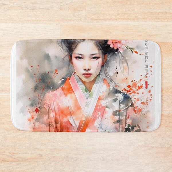 Item preview, Japanese, maiko, haiku, geisha, portrait, watercolor, painting, geiko, japan, nihonga, sumi-e, kimono, sakura, floral, cherry blossom designed and sold by KsaveraArt.