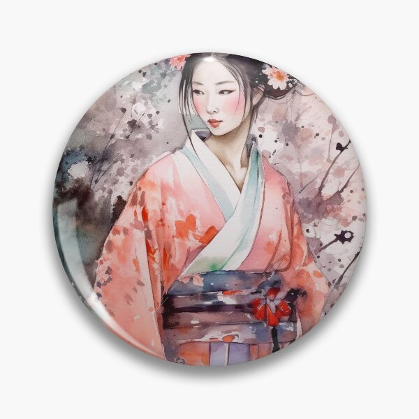 Artikelvorschau, Japanisch, Maiko, Haiku, Geisha, Porträt, Aquarell, Malerei, Geiko, Japan, Nihonga, Sumi-e, Kimono, Sakura, Blumen, Kirschblüte entworfen und verkauft von KsaveraArt.
