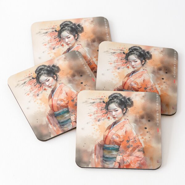 Artikelvorschau, Japanisch, Maiko, Haiku, Geisha, Porträt, Aquarell, Malerei, Geiko, Japan, Nihonga, Sumi-e, Kimono, Sakura, Blumen, Kirschblüte entworfen und verkauft von KsaveraArt.