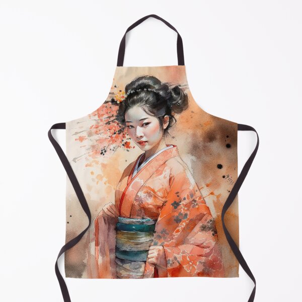Item preview, Japanese, maiko, haiku, geisha, portrait, watercolor, painting, geiko, japan, nihonga, sumi-e, kimono, sakura, floral, cherry blossom designed and sold by KsaveraArt.