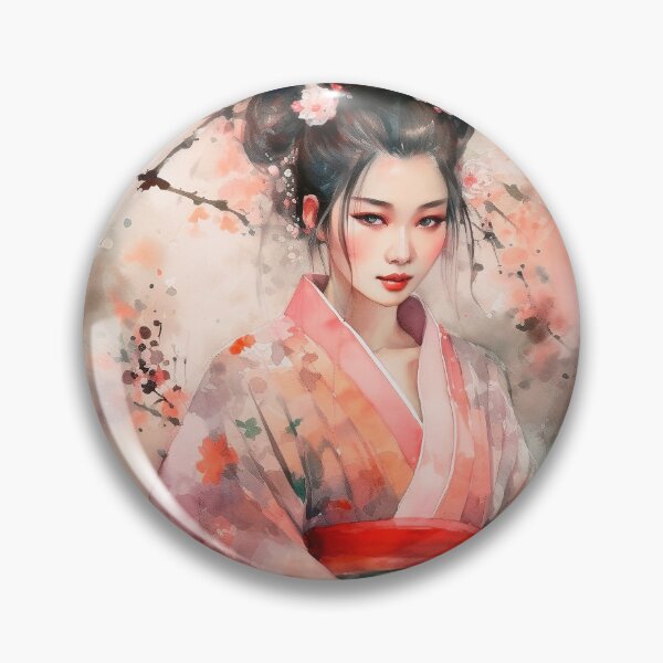 Artikelvorschau, Japanisch, Maiko, Haiku, Geisha, Porträt, Aquarell, Malerei, Geiko, Japan, Nihonga, Sumi-e, Kimono, Sakura, Blumen, Kirschblüte entworfen und verkauft von KsaveraArt.