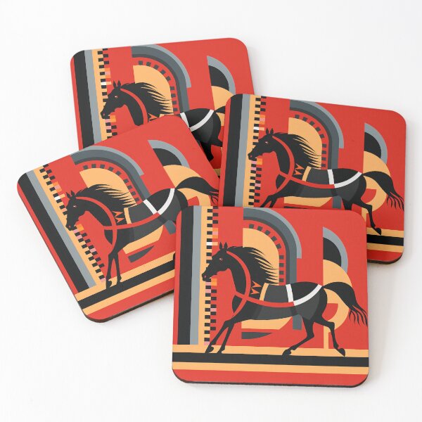 Item preview, Red and black geometric horse designed and sold by Art91design.