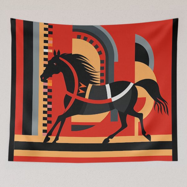 Item preview, Red and black geometric horse designed and sold by Art91design.