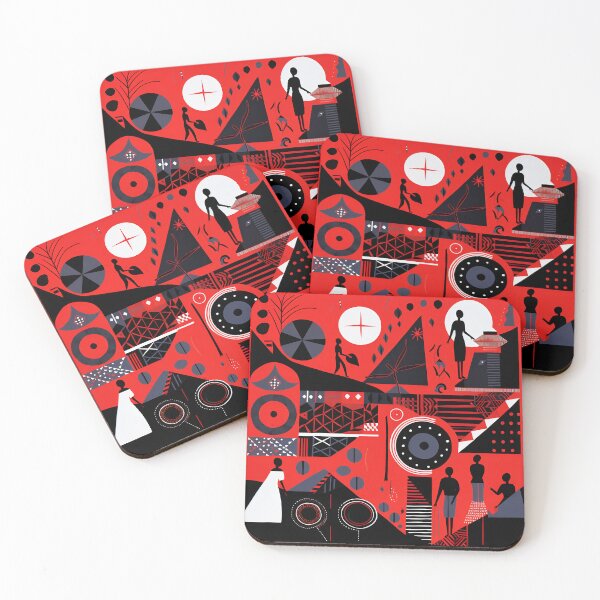 Item preview, Red and black geometric landscape designed and sold by Art91design.