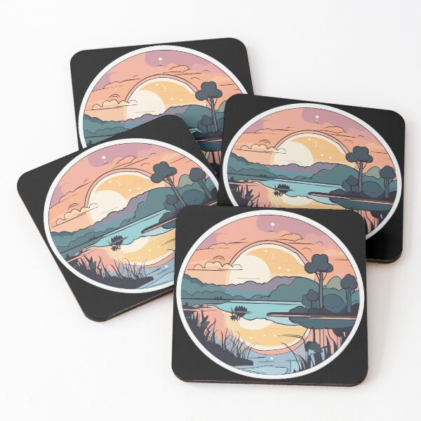Item preview, Golden Hour Lakeside Sunrise | Golden Hour Landscape sunrise Illustration designed and sold by EnviroGuard.