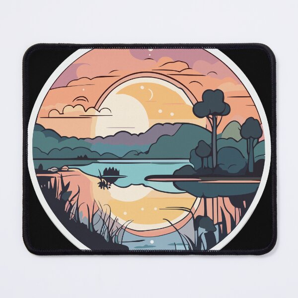 Item preview, Golden Hour Lakeside Sunrise | Golden Hour Landscape sunrise Illustration designed and sold by EnviroGuard.
