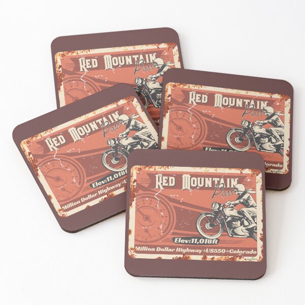 Item preview, Red Mountain Pass Colorado Motorcycle US 550 Sticker T-Shirt 01 designed and sold by OuterShellUK.