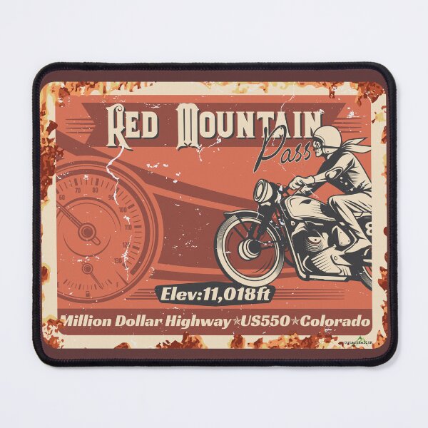 Item preview, Red Mountain Pass Colorado Motorcycle US 550 Sticker T-Shirt 01 designed and sold by OuterShellUK.