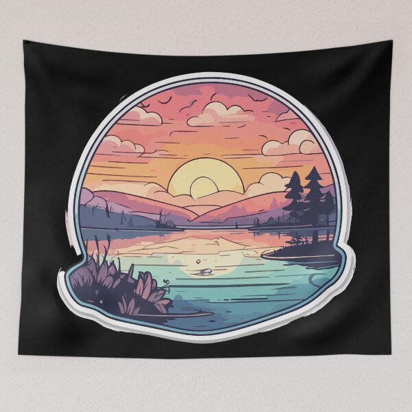 Item preview, A Serene Morning by the Lakeside Woods | Lakeside Sunrise Tranquility designed and sold by EnviroGuard.