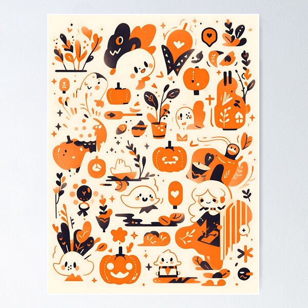 Item preview, Spooky Halloween: A Ghoulishly Fun Pattern designed and sold by Cat-Wave-Dream.