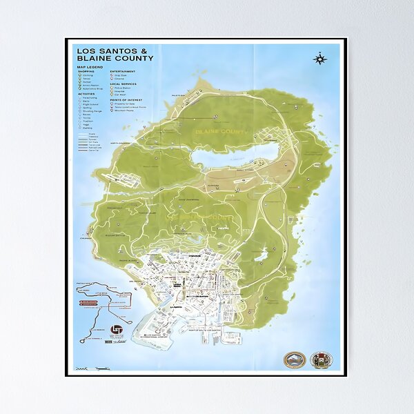 GTA V map Los Santos' Poster, picture, metal print, paint by Lucas