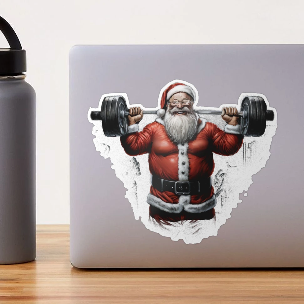 Bodybuilder Santa Claus with Christmas Gifts - Fun Paperweight, Zazzle