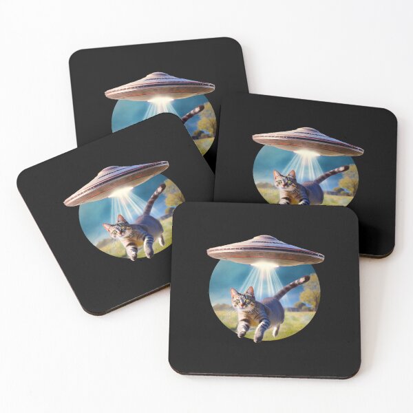 Item preview, Surprised cat alien UFO abduction  designed and sold by w1ckerman.