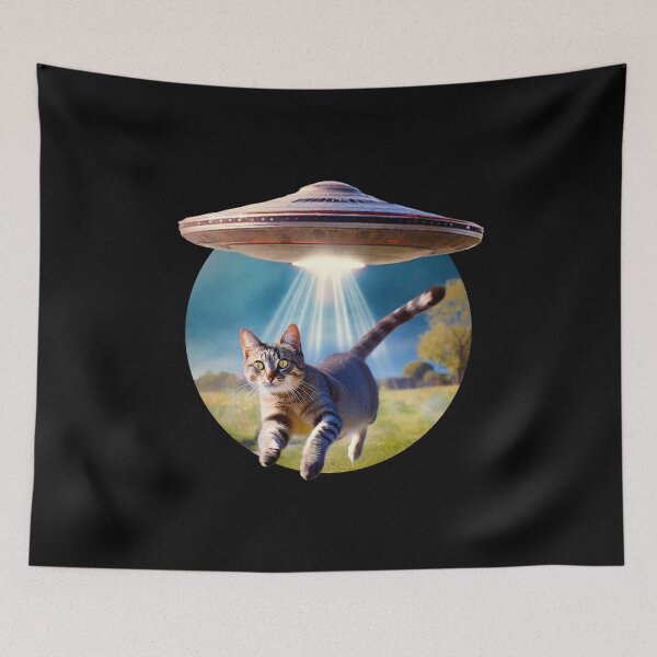 Item preview, Surprised cat alien UFO abduction  designed and sold by w1ckerman.
