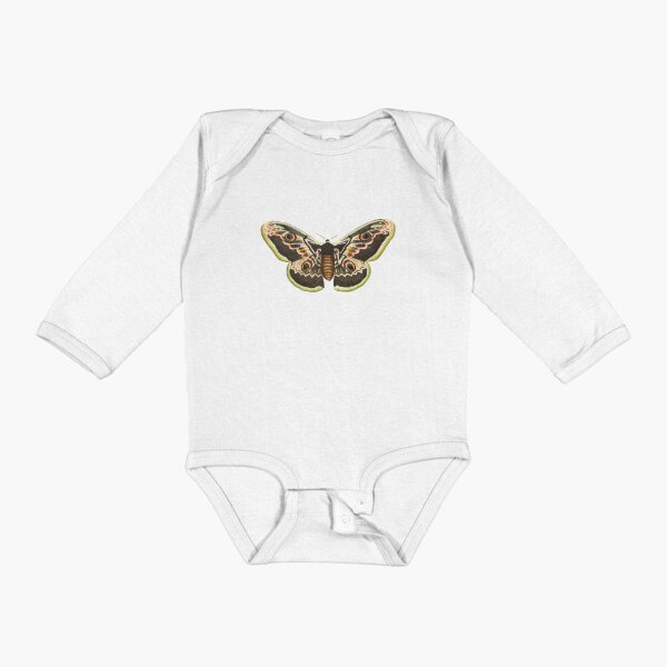 Vintage Great Peacock Moth Long Sleeve Baby One-Piece