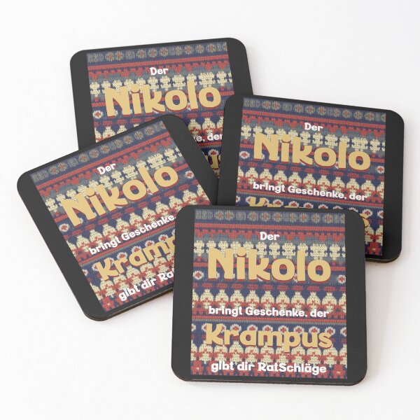 Item preview, Nikolo brings gifts, Krampus gives you advice, design with a funny saying in German designed and sold by Pflugart.