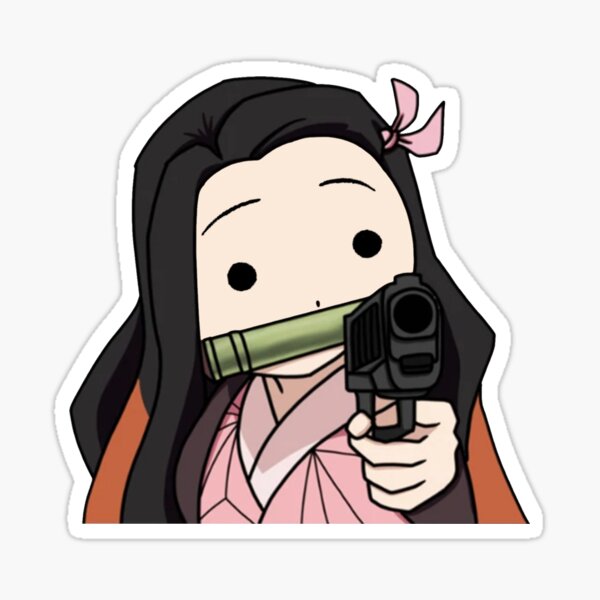 Nezuko With A Gun Sticker