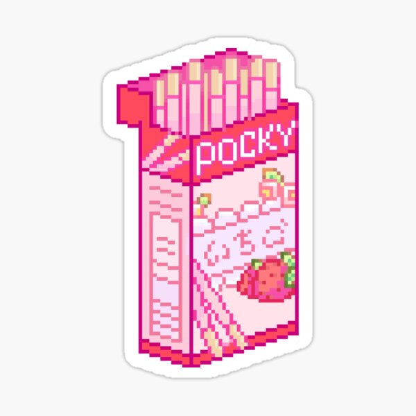 Pixel Strawberry Pocky Box Sticker
