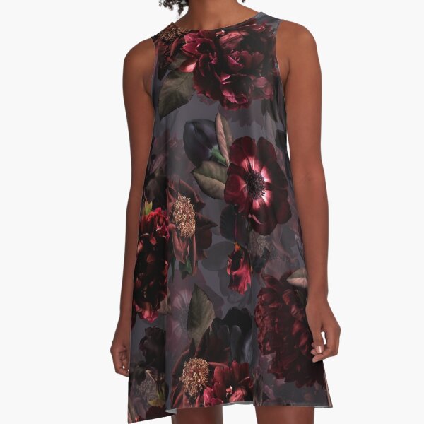 Item preview, Dark Purple Gray Midnight Roses Botanical Night Garden Nightgarden designed and sold by UtArt.