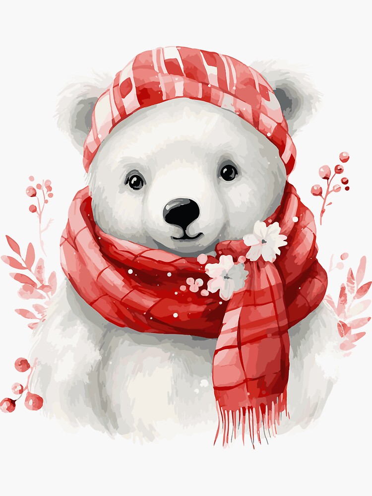 Winter Polar Bear Sticker Illustrations