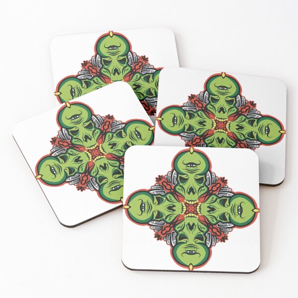 Item preview, Techno trance music green symmetry skull designed and sold by creARTures.