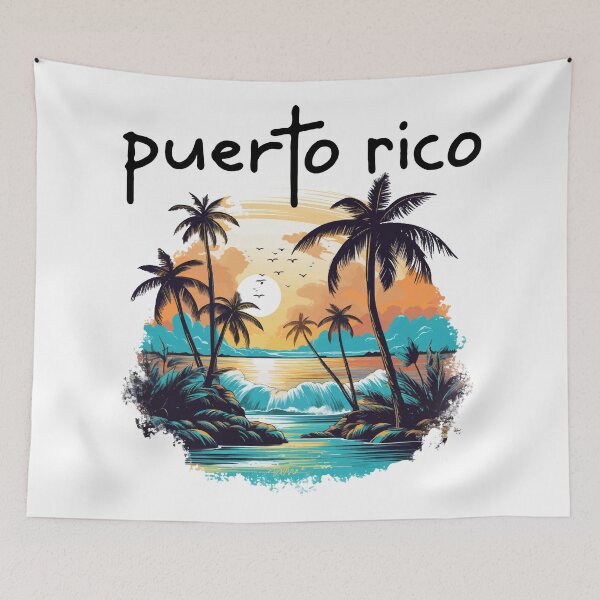 Item preview, Puerto Rico - Beach Scene (Black Lettering) designed and sold by VelvetRoom.