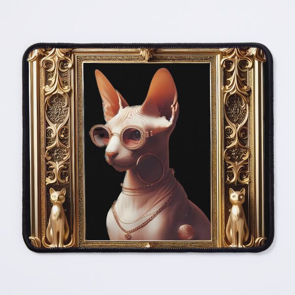 Item preview, Sphynx Cat Gold Frame - Surreal Bling Bling Hip Hop Style designed and sold by KKinvest.