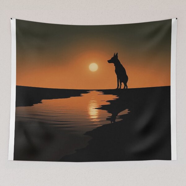 Item preview, Illustration of a dog at sunset designed and sold by Art91design.