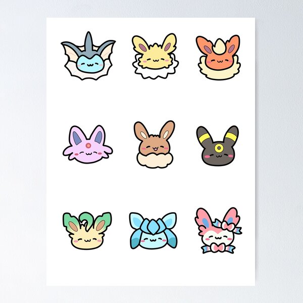 Stickers Cute and Kawaii Eeveelution Pokemon Stickers Eevee 