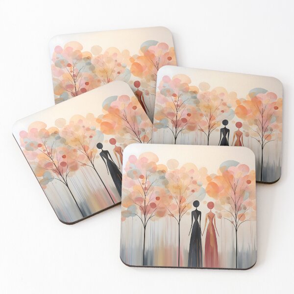Item preview, Enchanted Dreams: Pastel Harmony with Golden Trees and Abstract Goddesses designed and sold by DigitalDoodleDK.